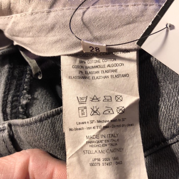033 Stella McCartney Grey Wash Skinny Zip Jeans Size 28 TALL-MADE IN ITALY- NWT - Picture 11 of 12